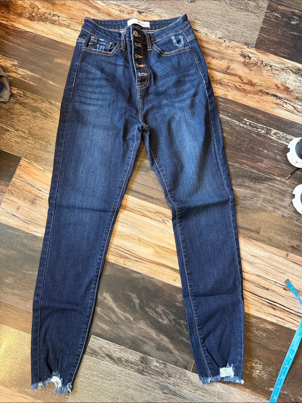 KanCan Greyson High Rise Super Skinny Jeans 7/27 Dark Wash Button Fly